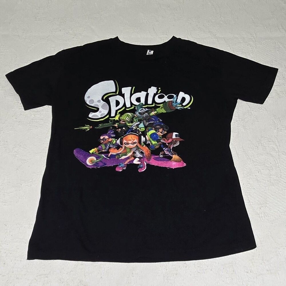 Original Splatoon Black Graphic Tee Shirt Youth XL Nintendo Gamer Zuni Cartoon